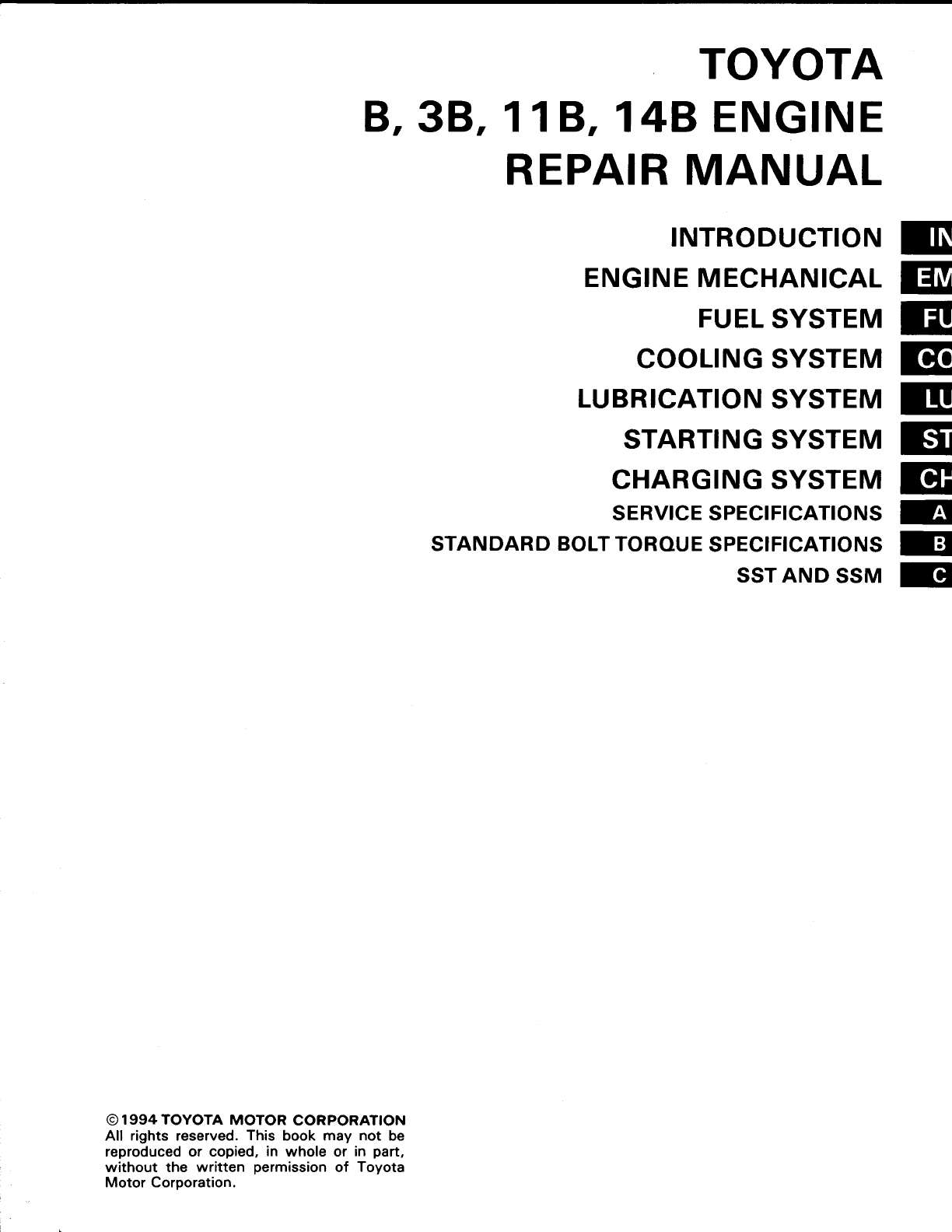 Toyota b 3b 11b 14b engine repair manual on c d